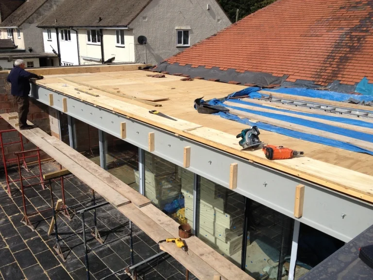 New flat roof decking on a commercial unit
