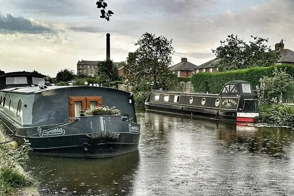 Narrowboats moored on the canal near Ormskirk