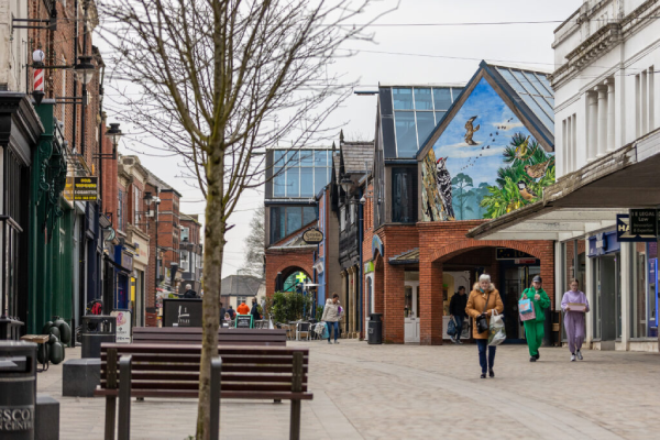 Pedestrianised shopping street in Prescot